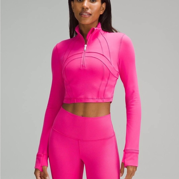 lululemon athletica Tops - Lululemon sonic pink define cropped half zip luon